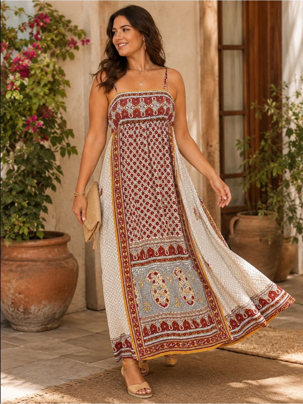 Muse Exclusive for Boston Proper Boho Maxi Dress
Size 14 | 100% Cotton | Adjusta - Picture 1 of 9